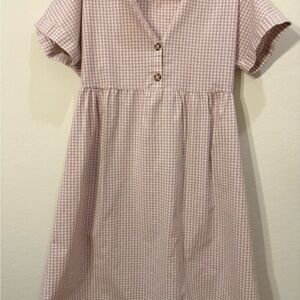 Flamingo Urban Pink Gingham V-Neck Casual Dress